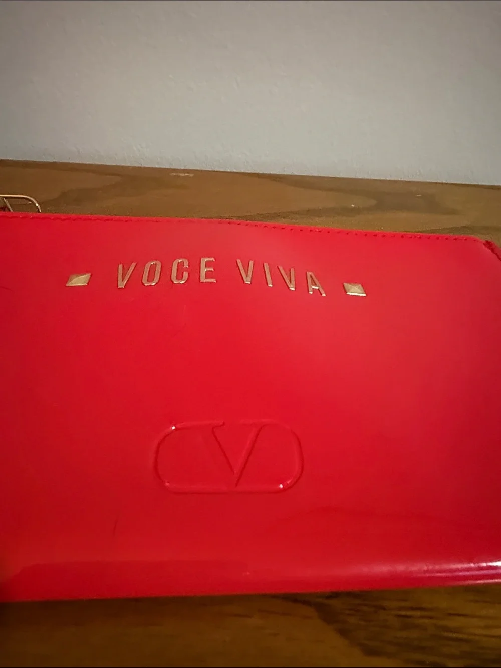 Valentino Glossy Fuchsia Patent Zip Pouch